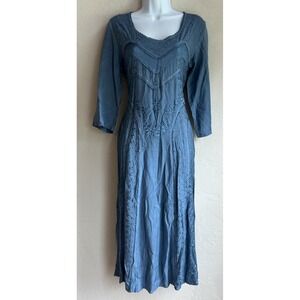 Marisol Embroidered Midi Dress‎ M NWT Lace Up Boho Whimsigoth Fairy Cottagecore